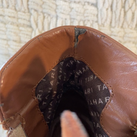 Tahari Glenn Rust Brown Leather Booties Sz 7.5 - Picture 12 of 14